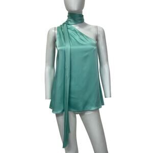Lapointe Satin Turquoise One Shoulder Tank Size 2